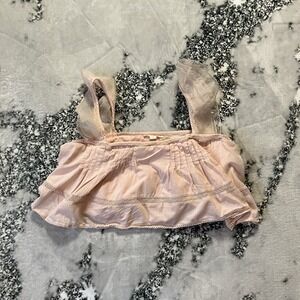 Forever That Girl Anthropologie Shirt Womens Sz XL Pink Crop Flutter‎ Sleeve